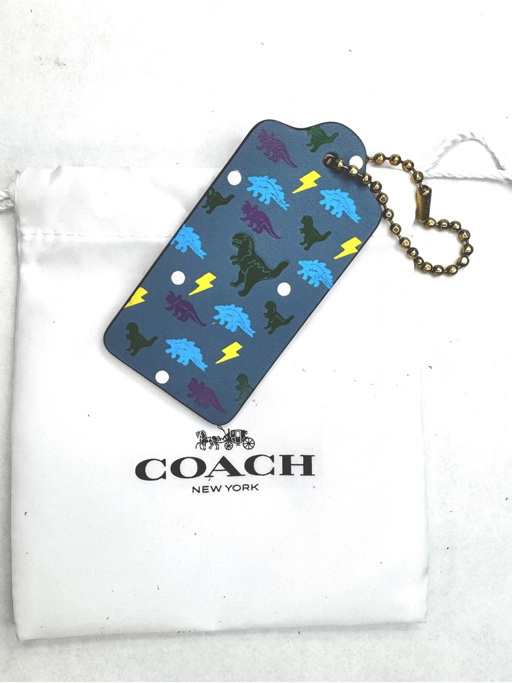 Coach Special Rexy and Friends Dinosaur Lightning Bolt Leather Hang Tag Charm